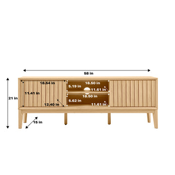 Gennaro 58 in. Farmhouse 3-Storage Sliding Door TV Stand Fits TVs up to 65 in. with Cable Management - JONATHAN Y